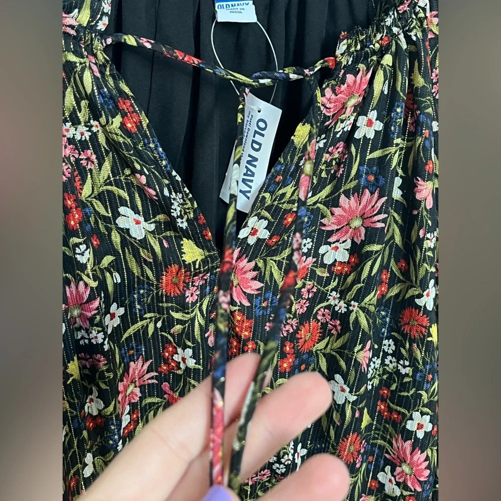 Old Navy NWT Long Sleeve Chiffon Waist Defined‎ Shine Floral Dress Size XXL Tall